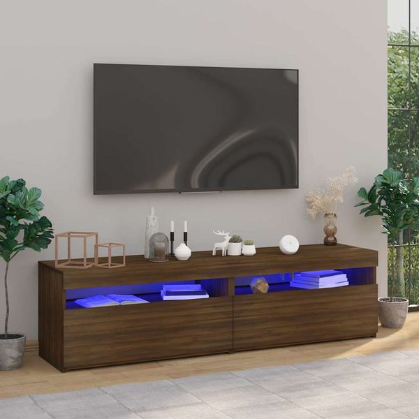 vidaXL TV skrinky s LED svetlami 2 ks hnedý dub 75x35x40 cm