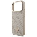 Puzdro Guess Case Magsafe 4G PU Leather s trojuholníkovým logom a zlatým kovovým rámom fotoaparátu pre iPhone 17 Pro ružové