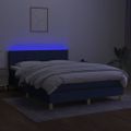 vidaXL Posteľ boxsping s matracom a LED modrá 140x200 cm látka