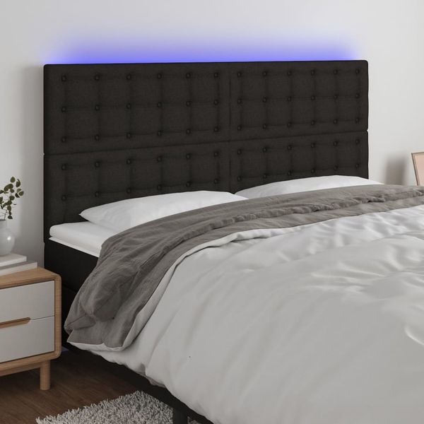vidaXL Čelo postele s LED čierne 200x5x118/128 cm látka