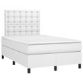 vidaXL Boxspring posteľ s matracom a LED biela 120x200 cm umelá koža