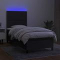 vidaXL Posteľ boxsping s matracom a LED čierna 90x200 cm látka