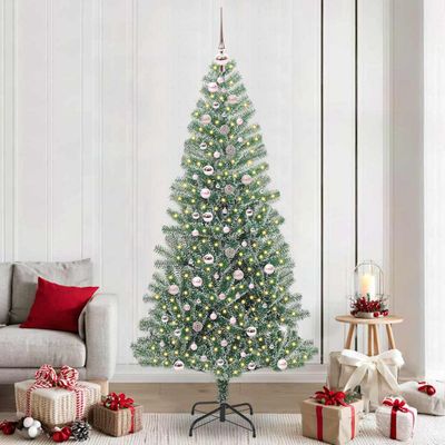 vidaXL Umelý vianočný stromček, snehom obalený, s LED svetlom 240 cm