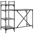 vidaXL Počítačový stôl s policami sivý sonoma 120x47x109 cm