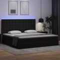 vidaXL Postel s úložným prostorem a LED svetlom Čierna 200 x 200 cm