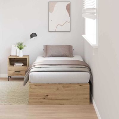 vidaXL Rám postele s úložným prostorem Remeselný dub 90 x 200 cm