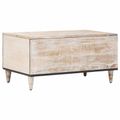 vidaXL Konferenčný stolík Biela 80 x 50 x 40 cm Masívne mango drevo