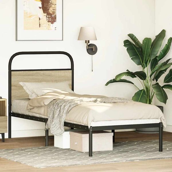 vidaXL Náhradné čelo postele, dub sonoma 75 cm, oceľ a kompozitné drevo
