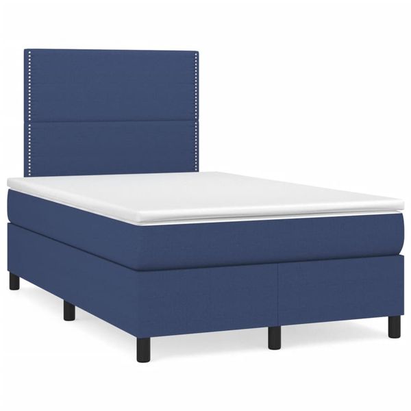 vidaXL Boxspring posteľ s matracom a LED modrá 120x190 cm látka