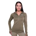 Dámska bežecká mikina 1/2 Zip Pulse Vetiver - GymBeam, veľkosť L, veľkosť oblečenia L