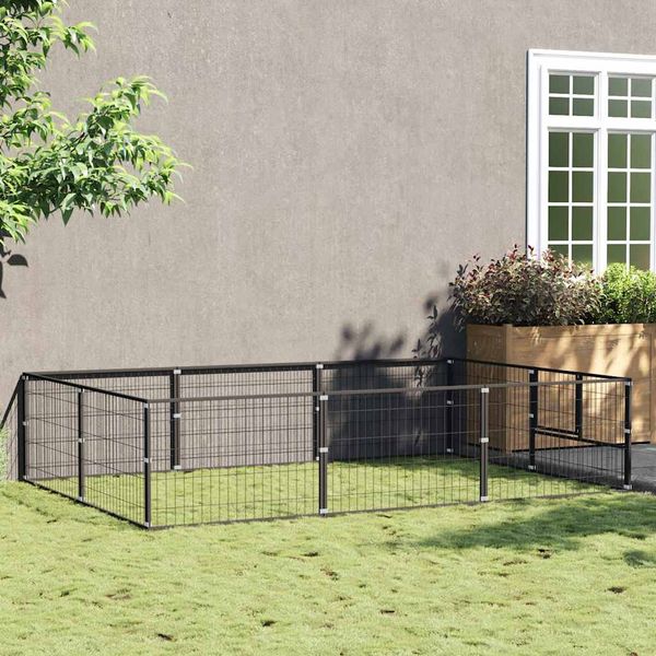 vidaXL Koterec pre psy čierny 6 m² oceľ