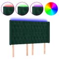 vidaXL Čelo postele s LED tmavozelené 147x16x118/128 cm zamat
