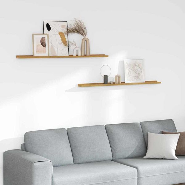 vidaXL Stenná polica 2 pcs Béžová 115 x 9 x 3 cm Kompozitné drevo