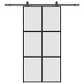 vidaXL Posuvné dvere s kovaním čierne 102,5x205 cm tvrdené sklo