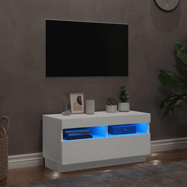 vidaXL TV skrinka s LED svetlami biela 80x35x40 cm