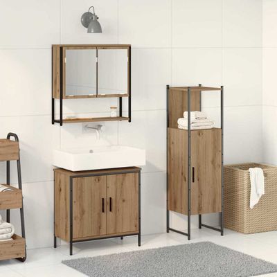 vidaXL Sada kúpeľňového nábytku Nástenný 3 pcs Hnedá Kompozitné drevo