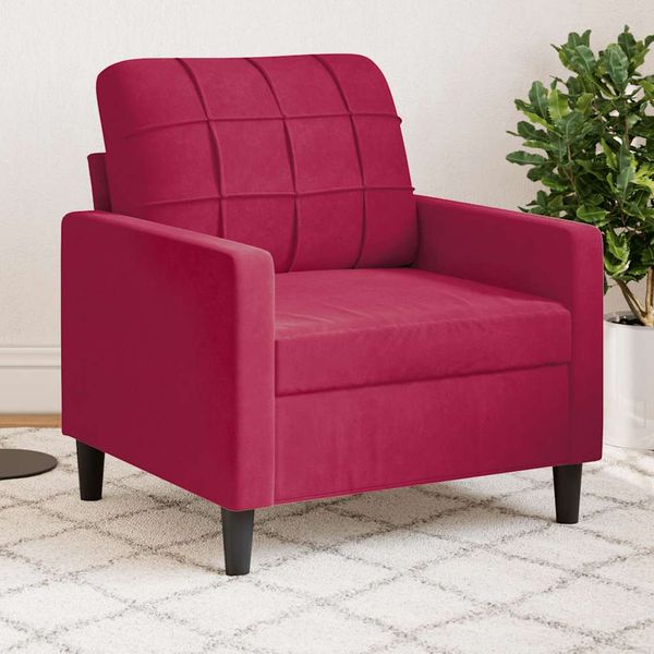 vidaXL Kreslo vínovo-červené 60 cm zamat