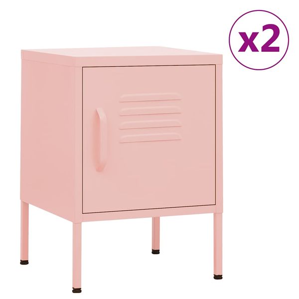 vidaXL Nočné stolíky 2 ks ružové 35x35x51 cm oceľ