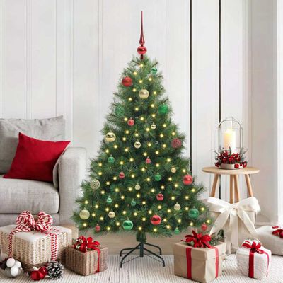vidaXL Umelý vianočný stromček s 150 LED-i Zelená 150 cm PE a PVC
