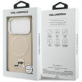 Púzdro Karl Lagerfeld MagSafe PU púzdro s logom hlavičiek Karl&Choupette a kovovými tlačidlami fotoaparátu pre iPhone 17 Pro béžové