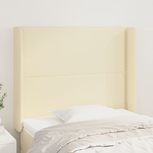 vidaXL Čelo postele so záhybmi krémový 93x16x118/128 cm umelá koža