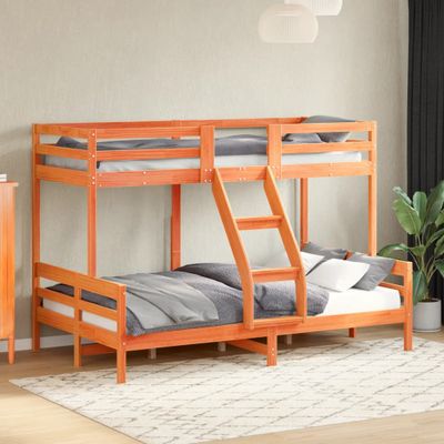 vidaXL Poschodová posteľ 80x200/120x200 cm voskovohnedá masív.borovica