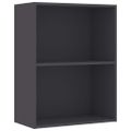 vidaXL Knižnica s 2 policami, sivá 60x30x76,5 cm, drevotrieska