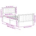 vidaXL Rám postele hnedá a tmavosivá 90 x 200 cm Borovicový masív