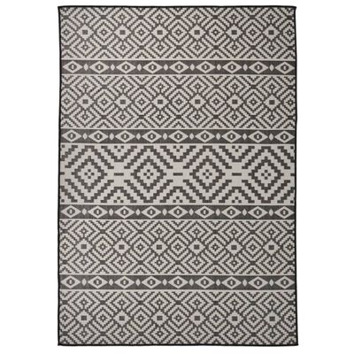 vidaXL Vonkajší koberec s plochým tkaním 140x200 cm čierny pruhovaný