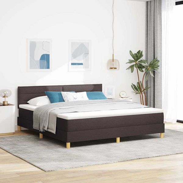 vidaXL Posteľ s pružinovým rámom Tmavohnedá 180 x 200 cm látka