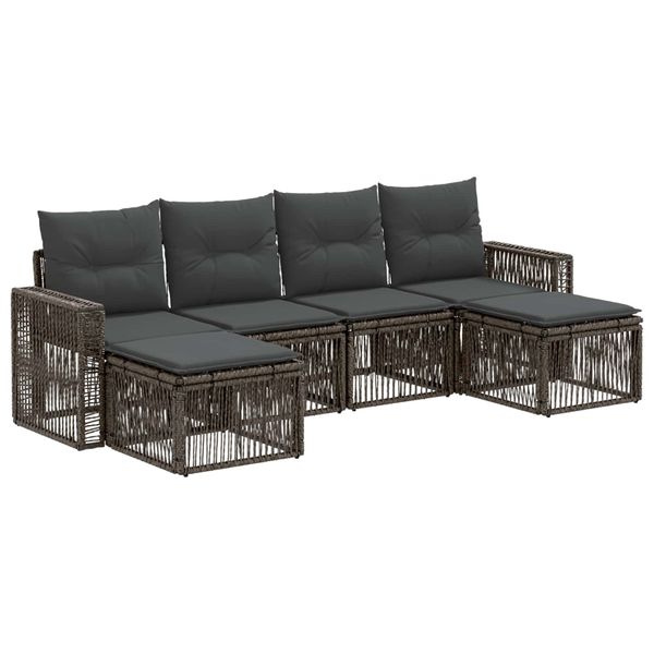 vidaXL Súprava záhradných pohoviek 6 pcs Sivá a tmavo sivá polyratan