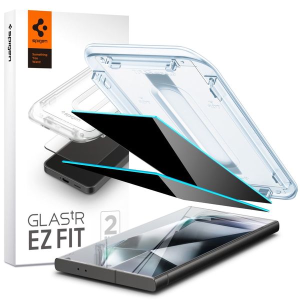 Spigen Glas.tR "EZ Fit" tvrdené sklo 2-balenie pre Samsung Galaxy S24 Ultra Privacy