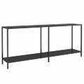 vidaXL Konzolový stolík čierny 180x35x75,5 cm tvrdené sklo