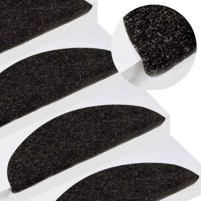 vidaXL Samolepiace nášľapy na schody 15 ks 56x17x3 cm antracitové