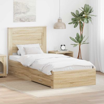 vidaXL Rám postele Sonoma dub a striebro 75 x 190 cm Kompozitné drevo