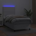 vidaXL Boxspring posteľ s matracom a LED biela 80x200 cm umelá koža