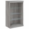 vidaXL Komoda s LED svetlami sivá sonoma 181,5x37x100 cm