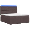 vidaXL LED boxspring posteľ s matracom Tmavohnedá 140 x 190 cm Látka