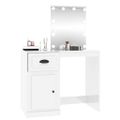 vidaXL Toaletný stolík s LED lesklý biely 90x50x132,5 cm sprac. drevo