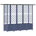 vidaXL Vyvýšený záhon s mriežkou a strechou Sivá 202 x 40 x 136 cm PP