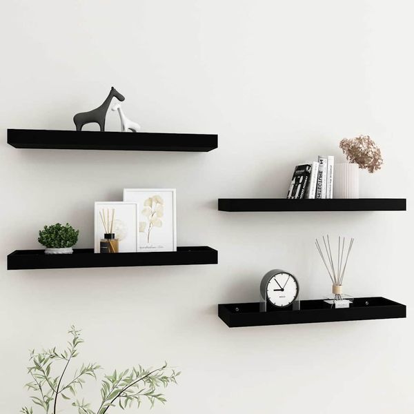 vidaXL Terasové nástenné police 4 ks čierne 60x15x4 cm MDF