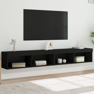 vidaXL TV skrinky s LED svetlami 2 ks čierne 100x30x30 cm