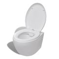 vidaXL Keramické závesné WC so skrytou nádržou, biele