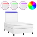 vidaXL Boxspring posteľ s matracom a LED biela 120x200 cm umelá koža