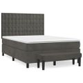 vidaXL Posteľný rám boxspring s matracom tmavosivý 140x190 cm zamat