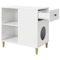 vidaXL Mačka Dom Lesklá biela 72 x 42,5 x 70 cm Kompozitné drevo