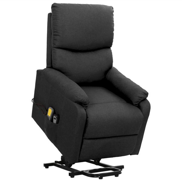vidaXL Zdvíhacie masážne kreslo tmavosivé látka