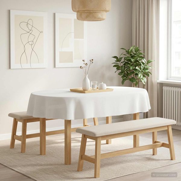 vidaXL Uterák na stôl Oválny Biela 160 x 220 cm Polyester