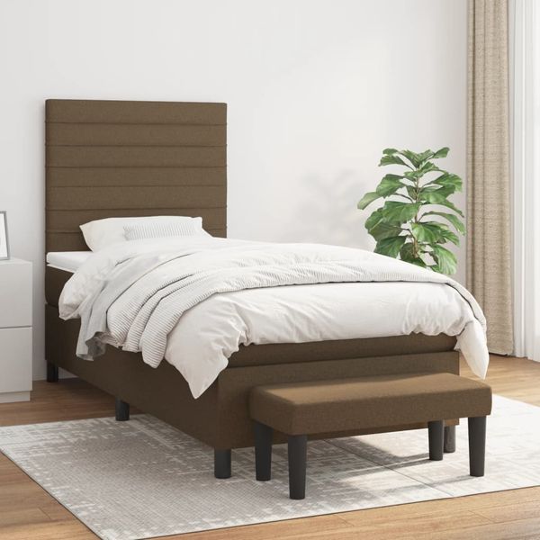 vidaXL Posteľný rám boxsping s matracom hnedý 80x200 cm látka