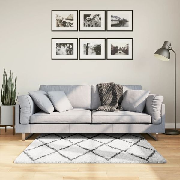 vidaXL Shaggy koberec PAMPLONA, vysoký vlas, krémovo čierny 120x120 cm